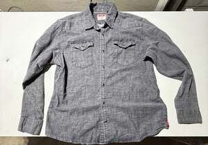 Wrangler Men's Grey Long Sleeve Western Snap Button Down Shirt Size XL